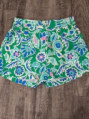 Umgee Green Floral High-Waist Casual Shorts